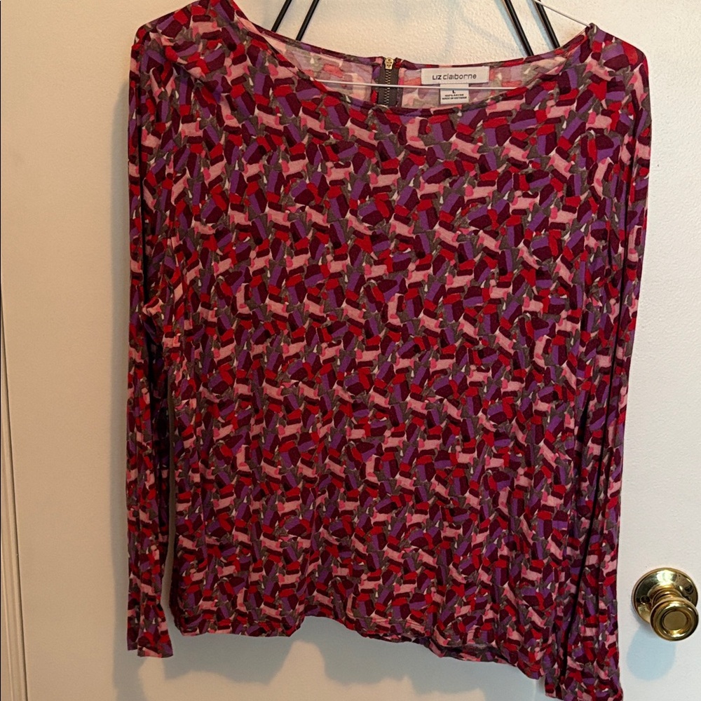 Liz Claiborne Women's Multicolor Patterned Top with back zipper
